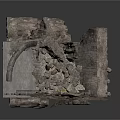 Ancient Stone Ruins Scene With Broken Archway And Scattered Debris 3d model
