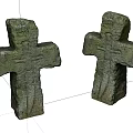 Two Ancient Weathered Stone Crosses With Carved Texture And Detailed Design