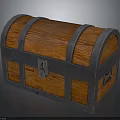 Wooden Storage Chest Furniture With Metal Straps Lock And Wooden Surface