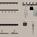 Various Wall Mounted Decorative Hooks For Hanging Clothes Bags Umbrellas Multiple Styles 3d model