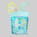 Vibrant Photo Spot With Blue Cup Lemon Slice Straw Bubbles And Silhouette Figure