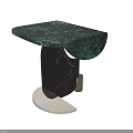 Modern Green Marble Coffee Table With Curved Top Black Marble Base And Metal Accents