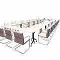 Modern Meeting Room Interior Conference Table With Gray Chairs And Microphones On Top