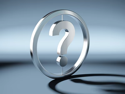 Silver Question Mark Inside Circular Frame With Blue Gradient Background And Shadow Effect 3d model