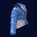 Hooded Blue Jacket With White Inner Layer Long Sleeves And Zipper Design 3d model