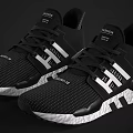 Stylish Black And White Athletic Sneakers With Neon Green Details