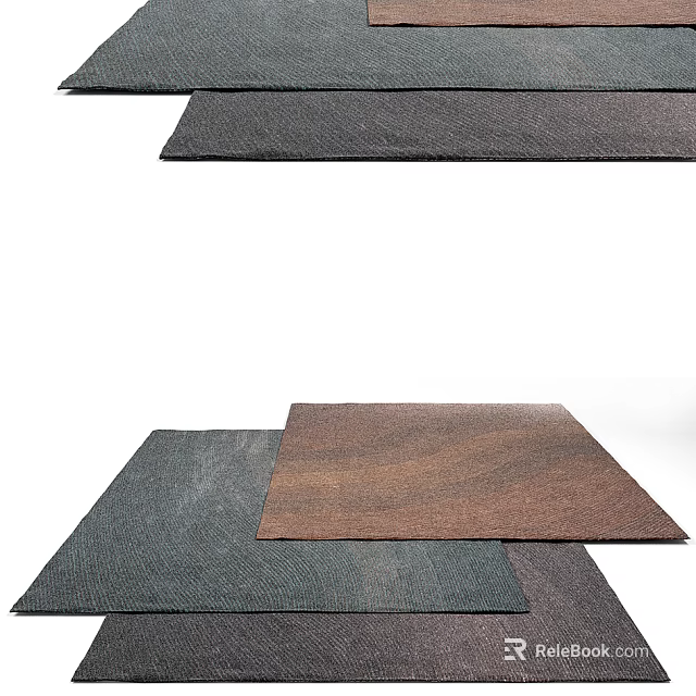 Modern Woven Square Rugs in Dark and Brown Tones for Home Decor 3d model 