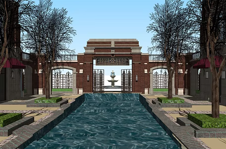 Jianou Gate Neoclassical Landscape Entrance Gate High-grade Community Gate Entrance Door 3d model