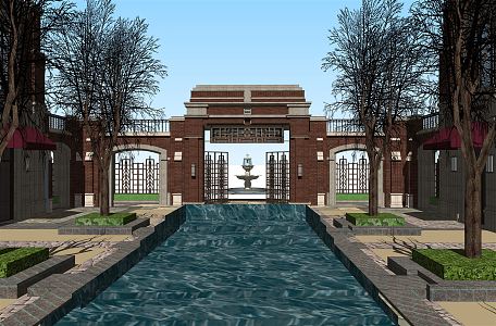 Jianou Gate Neoclassical Landscape Entrance Gate High-grade Community Gate Entrance Door 3d model