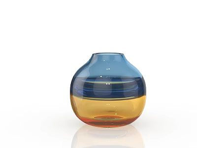 Transparent Glass Vase With Blue And Yellow Gradient On White Background 3d model