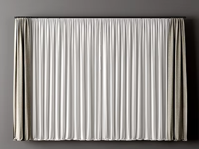 Silver Curtain With Modern Minimalist Design And Flowing Fabric For Home Decoration 3d model