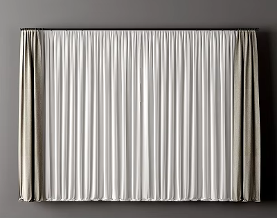 Silver Curtain With Modern Minimalist Design And Flowing Fabric For Home Decoration 3d model