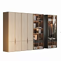 Elegant Modern Wardrobe Design With Wooden Panels Glass Doors Open Shelves And Hanging Space