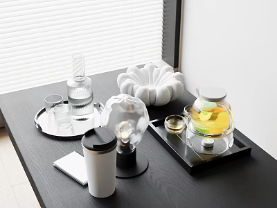 Modern Ornaments Combination Cup Fruit Plate Table Lamp Tea Set 3d model