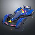 Red Bull Blue And Gray Race Car With Aerodynamic Design And Rear Wing