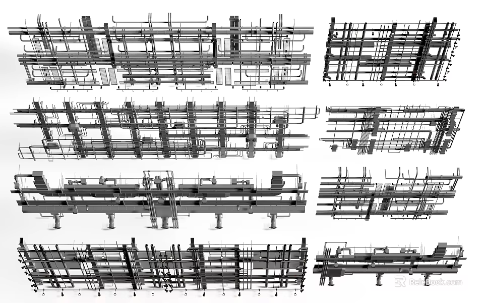 Exhibition Hall Ceiling Metal Frame Grid Structure With Support System Design 3d model 