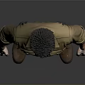 Man 3D Model in Brown Shirt and Pants with Belt Boots and Gray Background