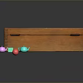 Wooden Storage Box With Colorful Small Objects And Decorative Pieces For Home Use