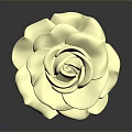Golden Yellow Rose with Shiny Metallic Layered Petals Exhibiting Glossy Floral Design on Dark Background