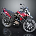 Red And Black Adventure Motorcycle With Spoked Wheels Stylish Design And Black Seat