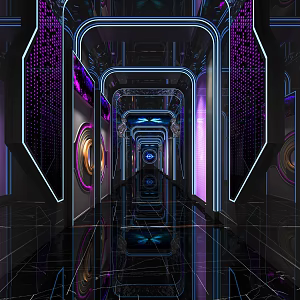 Modern KTV corridor nightclub corridor time tunnel hi 3d model