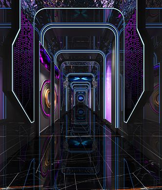 Modern KTV corridor nightclub corridor time tunnel hi 3d model