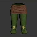 Woman Wearing Green Leggings With Brown Skirt And Yellow Knee Patches Outfit