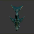 Iridescent Teal Aquatic Animal With Streamlined Body Unique Fins And Dark Background Reflection