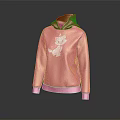 Cute Red Hoodie With White Cartoon Cat And Heart Pattern For Daily Wear