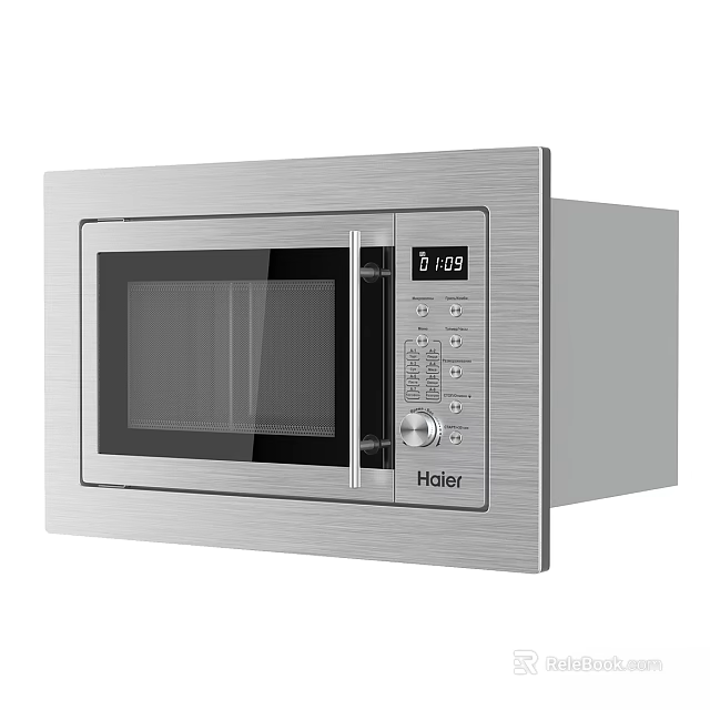 Haier Stainless Steel Built In Microwave Oven With Digital Display And Control Panel 3d model 