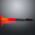 Sharp Red Blade Silver Metal Knife With Brown Handle And Reflection On Gray Background 3d model