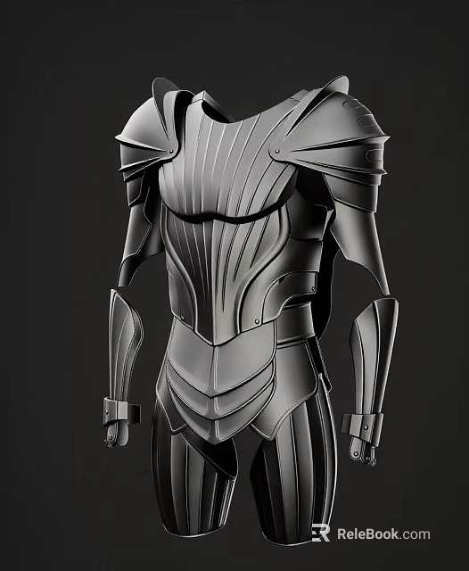 Black Metal Armor With Structured Chest Plate And Shoulder Guards Design 3d model 