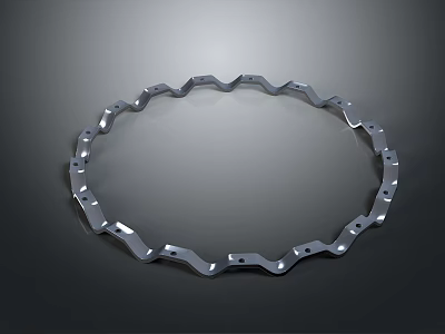 Silver Circular Metal Trivet With Wave Edge And Hole Pattern For Kitchen Use 3d model