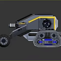 Tracked Terrain Exploration Robot With Heavy Duty Wheels And Yellow Blue Accents