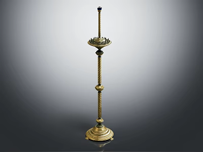 Brass Candle Lamp with Spiral Column and Circular Base Classic Design for Home Decor 3d model