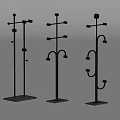 Modern Black Metal Coat Racks With Multiple Hooks And Square Bases 3d model