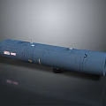 Military Weapon Blue Cylindrical Missile Body With Identification Labels And Structural Components 3d model