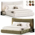 Stylish Soft Upholstered Double Bed With Comfortable Bedding Featuring Two Optional Colors For Modern Bedroom
