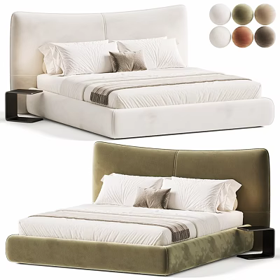 Stylish Soft Upholstered Double Bed With Comfortable Bedding Featuring Two Optional Colors For Modern Bedroom 3d model