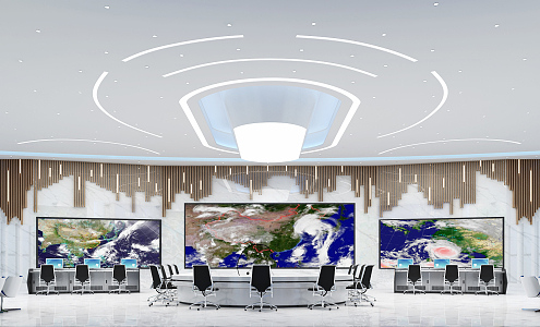 Modern Monitoring Room Meteorological Bureau Control Center Command Center 3d model