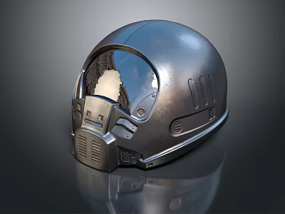 Futuristic Metallic Helmet Design With Reflective Visor And Detailed Structure 3d model