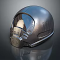 Futuristic Metallic Helmet Design With Reflective Visor And Detailed Structure 3d model