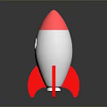 Silver And Pink Rocket Model With Red Fins Shiny Surface For Space Exploration