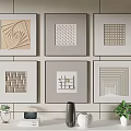 Geometric Decorative Frames Wall Art With Patterned Designs Shelf Plants And Decor 3d model