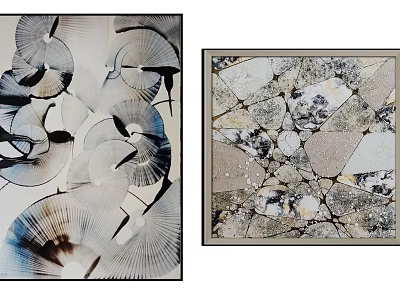 Abstract Decorative Wall Art With Fan Shaped Patterns And Cracked Texture Design 3d model