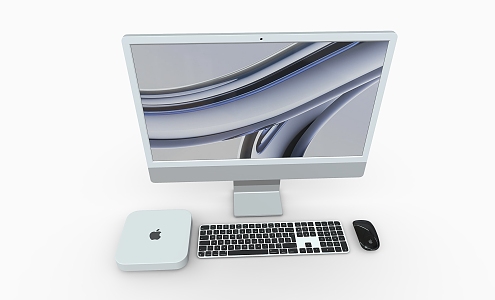 Apple Computer Apple iMac Mac mini Wonderful Control Keyboard Mouse Desktop Computer 3d model