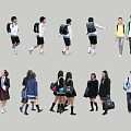 Group of Diverse People Wearing Different Outfits School Uniforms Backpacks and Casual Clothes