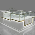 Jewelry Store Elegant Display Counter With Glass Showcase And Gold Trim