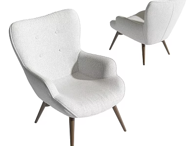 Beige Accent Chair with Soft Upholstery and Slim Wooden Legs for Modern Living Room 3d model