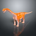 Orange Sauropod Dinosaur Game Movie Character with Long Neck Open Mouth Standing 3D Render
